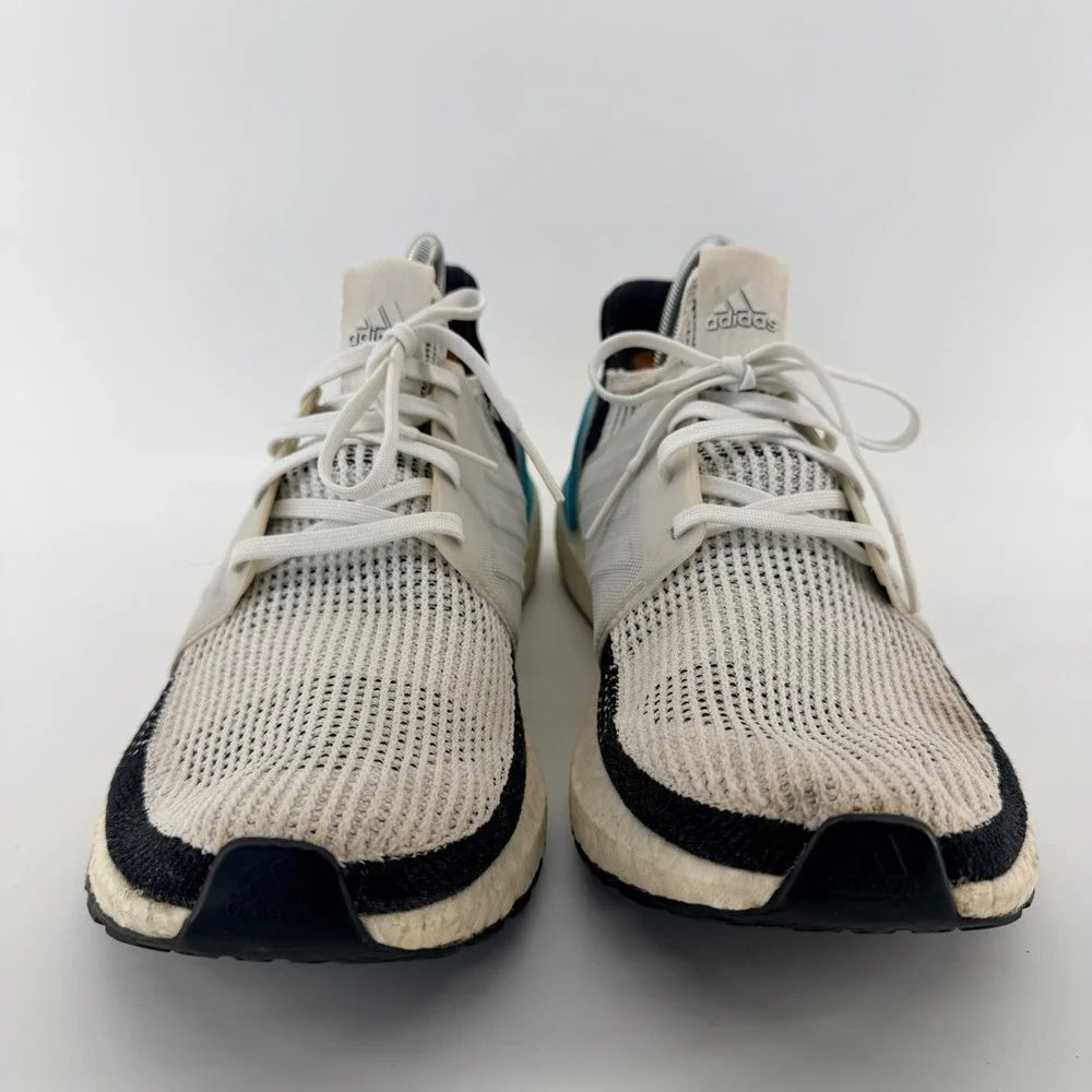 Adidas Ultraboost 19 Running Shoes White Black‎ Blue Primeknit G54012 Mens 12